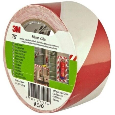 Cinta Adhesiva 50Mmx 33Mt Señalizacion Vinilo Rojo/Blanco 764 3M