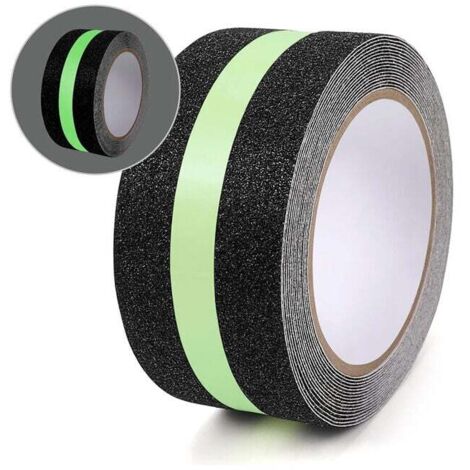 Cinta adhesiva antideslizante KZQ para escaleras con película fosforescente, 5 cm x 5 m, cinta de seguridad antideslizante fosforescente para escaleras y escalones en interiores y exteriores.