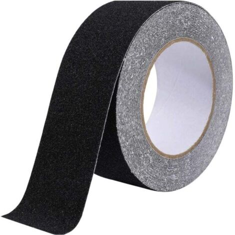 Cinta adhesiva antideslizante KZQ para escaleras, resistente a la fricción y abrasiva, para mayor seguridad, para interiores y exteriores, alta tracción, 5 cm x 10 m, color negro.