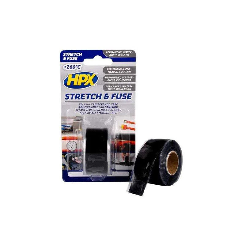 

HPX - Cinta adhesiva autovulcanizante de estiramiento y fusión negra, 25mm x 3m