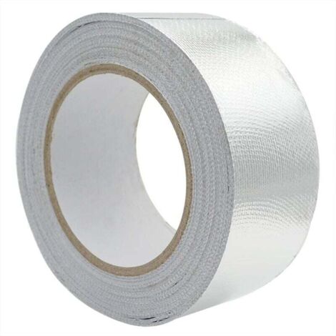 Cinta adhesiva de aluminio KZQ, tira de sellado, 48 mm por 10 m, reforzada con tejido de vidrio para ventilación, resistencia a temperaturas de -30 a 120 °C, color plata