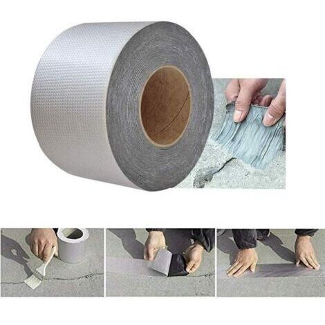 Cinta adhesiva de butilo autoadhesiva y resistente al agua, de aluminio, para reparación de alta resistencia de grietas – rollo de cinta adhesiva reforzada (5 cm × 5 m)
