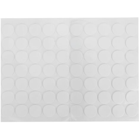 Cinta adhesiva de doble cara – 70 unidades, redondas, transparentes, fabricadas en vidrio acrílico libre de ácido – Tamaño: 16,5 x 22 cm – Apta para papel, madera, vidrio, metal y plástico.