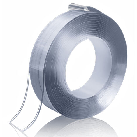 Cinta adhesiva de doble cara Nano Tape, ultrarresistente, multiusos y removible, de 5 cm x 5 m, para fijar a paredes, vidrio, cerámica y plástico. Adhesivo potente y fácil de retirar.