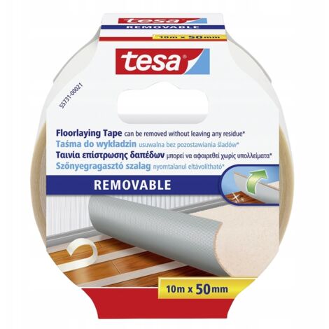 Cinta adhesiva de doble cara removible Tesa para alfombras antideslizantes 10m 50mm