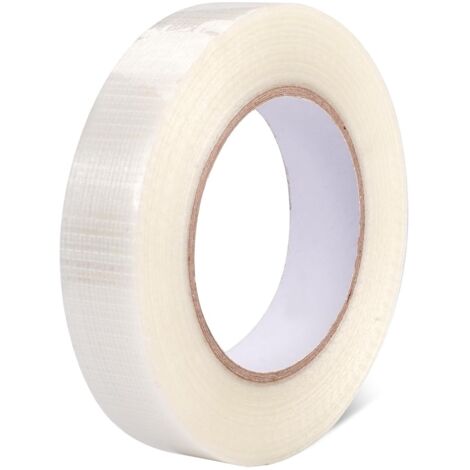 Cinta adhesiva de fibra de vidrio - Refuerzo y flejado, cinta reforzada, reforzada, filamento de embalaje - 3 cm x 50 m, transparente