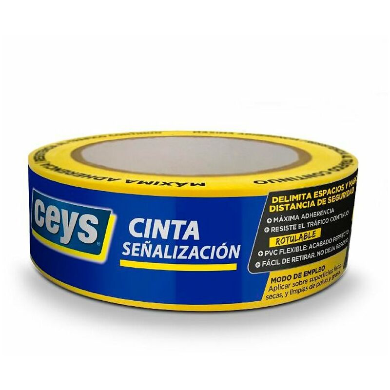 

Cinta adhesiva de señalización amarilla rotulable 50mmx33m - Ceys