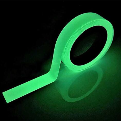 Cinta adhesiva fluorescente - 10 mm x 10 m - Cinta reflectante fosforescente para uso en la oscuridad