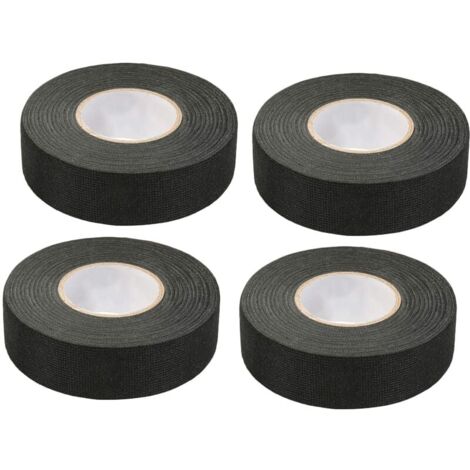 Cinta adhesiva negra para coche YMYNY (4 unidades, 1,5 cm x 15 m): cinta de tela para coche, cinta adhesiva de alta temperatura, cinta negra resistente, cinta de tela, cinta para arnés de cableado de 
