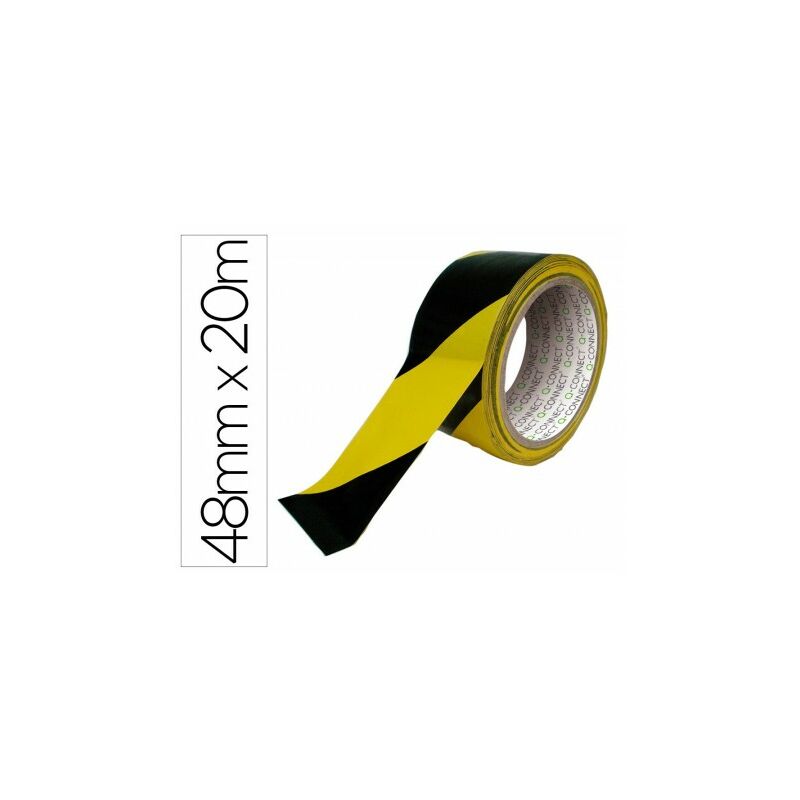 Image of Cinta adhesiva Q-connect de seguridad amarilla y negra 20 mt x 48 mm (pack de 6 uds.)