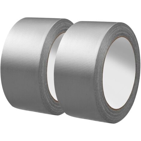 Cinta adhesiva resistente al agua (2 unidades), 48 mm x 18 m, ideal para reparaciones, fijación, sellado, etiquetado y bricolaje (plateada).