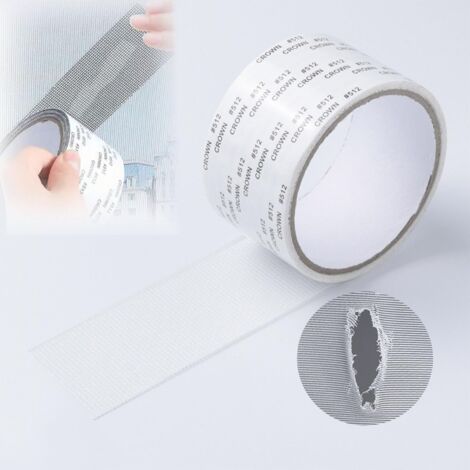 Cinta adhesiva resistente para reparación de mosquiteras, kit de reparación de mosquiteras, cinta de fibra de vidrio para reparación de mallas (5 cm x 200 cm), color blanco, para puertas y ventanas co