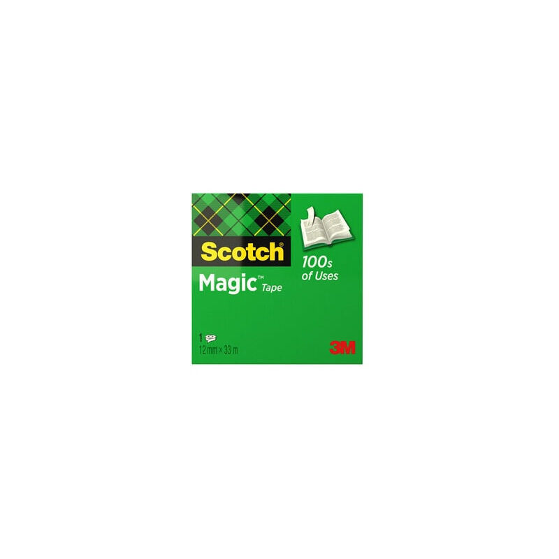 Liderpapel - Cinta adhesiva invisible de 12 mm x 33 m (1 rollo) Scotch Magic 3M