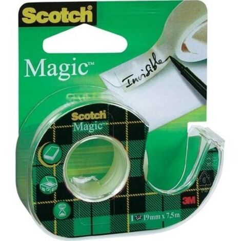 Cinta adhesiva scotch magic invisible 7,5x19 mm en portarrollo