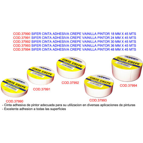 Cinta adhesiva SIFER crepe vainilla pintor 18 mm x 45 m