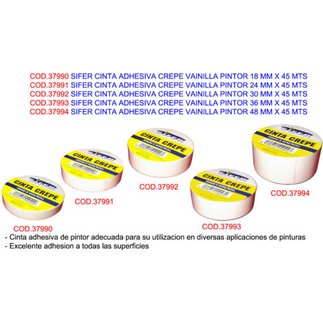 Cinta adhesiva SIFER crepe vainilla pintor 24 mm x 45 mts