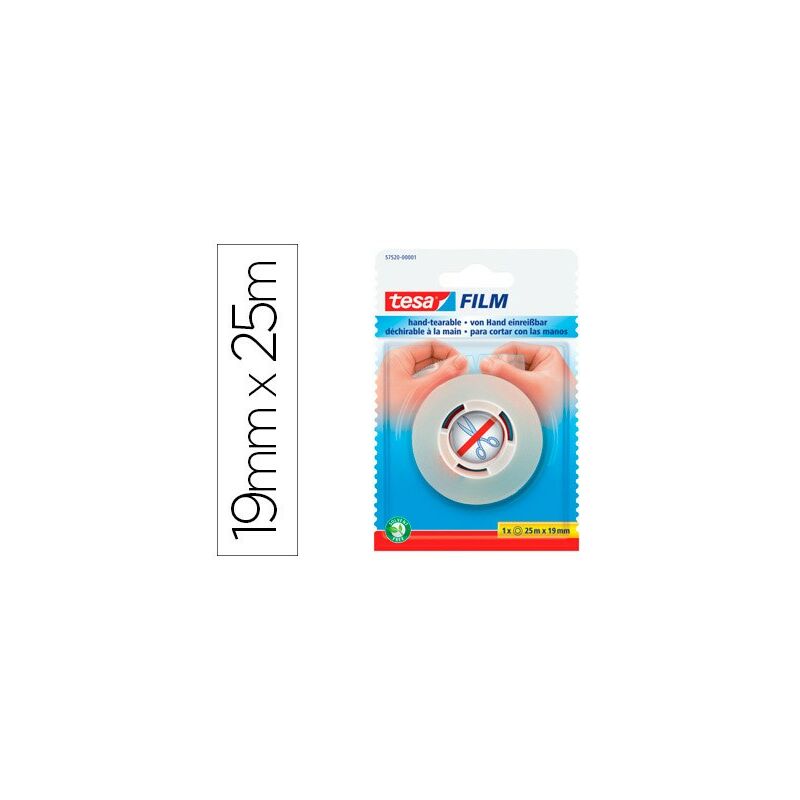

Tesa film cinta adhesiva sin tijeras transparente 25mx19mm blister