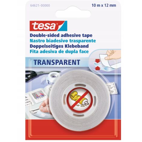 Cinta adhesiva transparente de doble cara para uso en oficina y escuela tesa 10m x 12mm