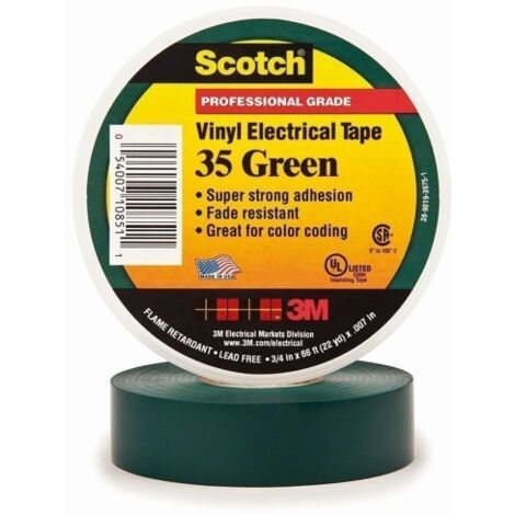Cinta Aisl. 1,9Cmx20Mt Scotch® 35 Vinilo Verde 3M™