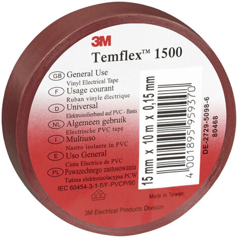 Cinta Aisl. 19Mmx20Mt Temflex™ 1500 Pvc Marron 3M™
