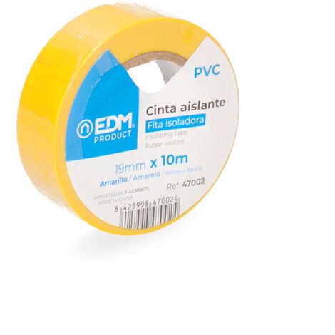 Cinta aislante, 10m x 19mm, amarilla EDM 47002