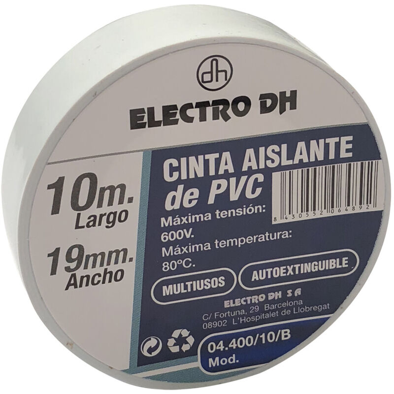 

10 m. cinta aislante económica blanca ( 04.400/10/B) - Electro Dh