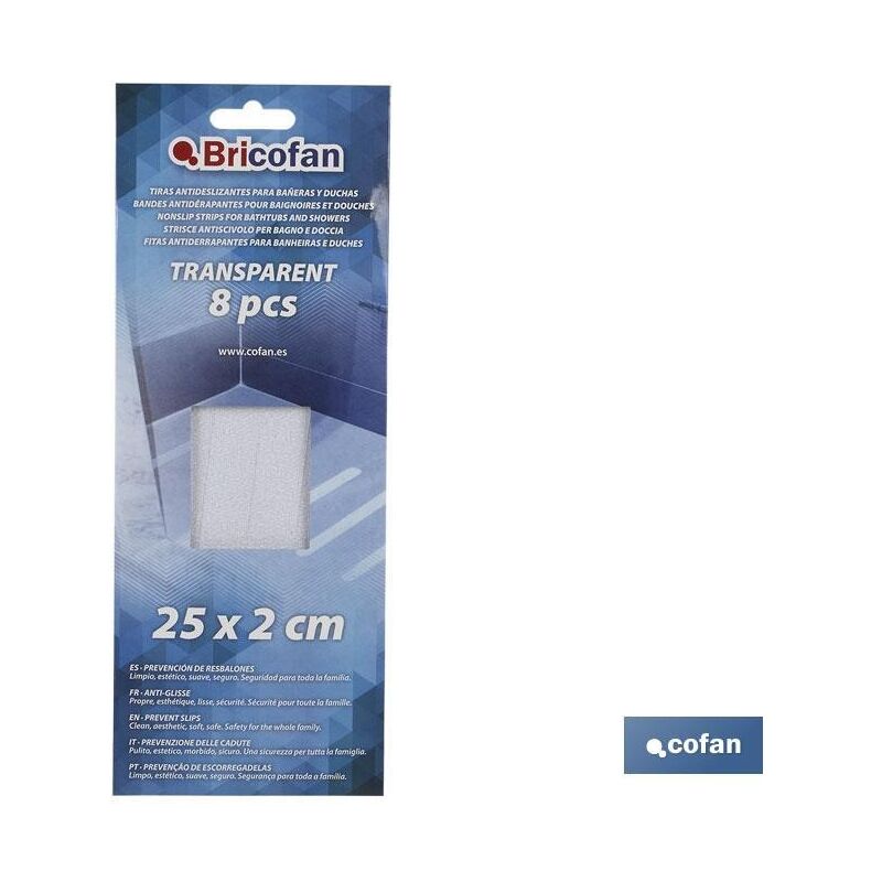 

Tiras antideslizantes transp baÑo 8 uds 25x2cm