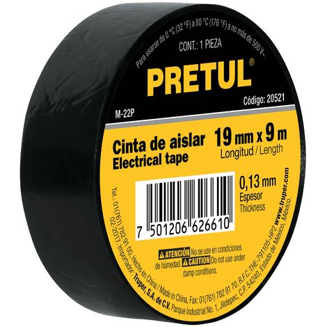 Cinta aislante - 19 mm - 9 m - Negro