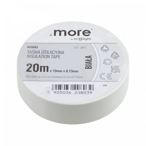 Cinta aislante 19mm x 0,13mm BLANCA 20m