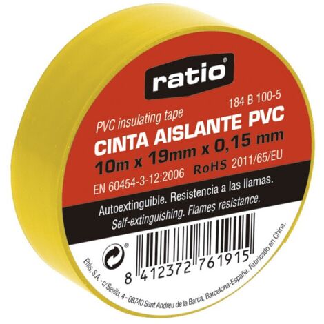 Cinta Aislante 19x10M Amarillo 0,15mm.