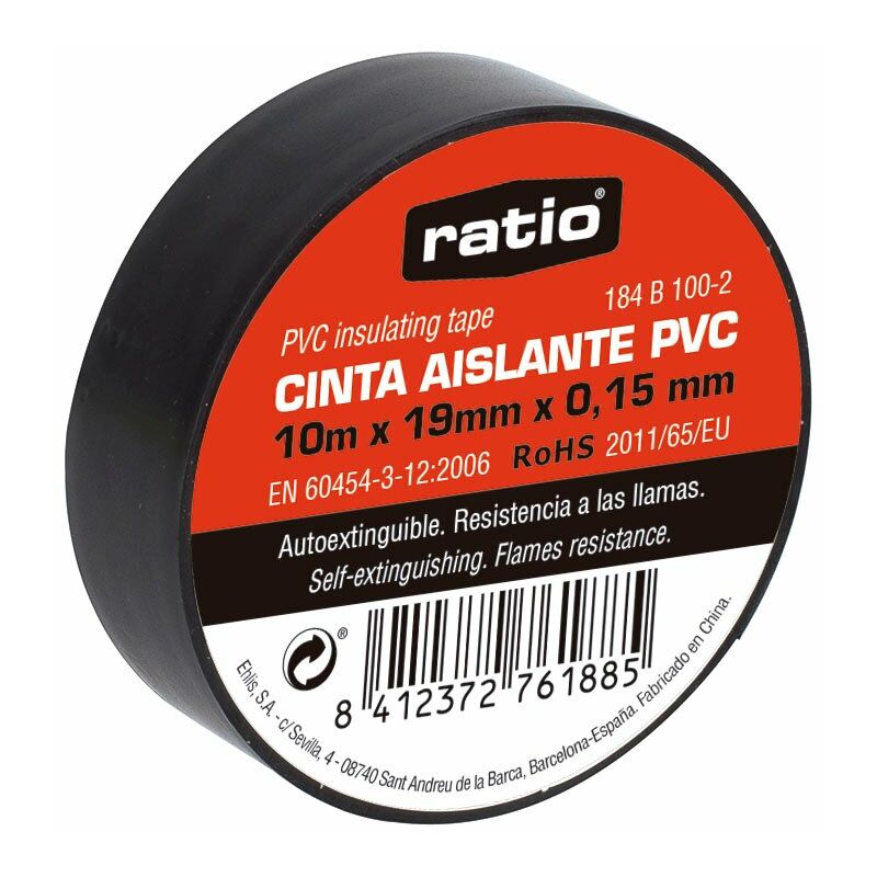 

Cinta Aislante 19X10M Negra 0,15Mm