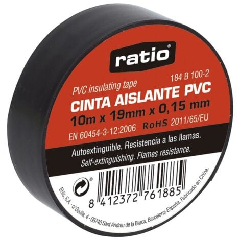 RATIO Cinta Aislante 19x10M Negra 0,15mm.