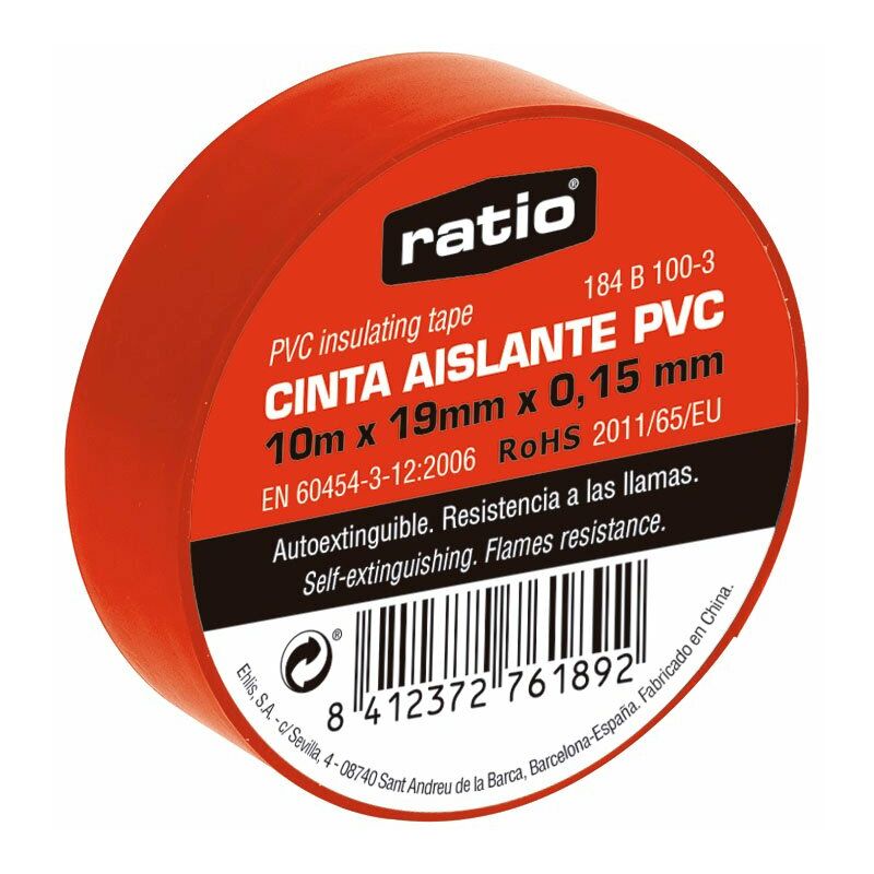 

Cinta Aislante 19X10M Roja 0,15Mm