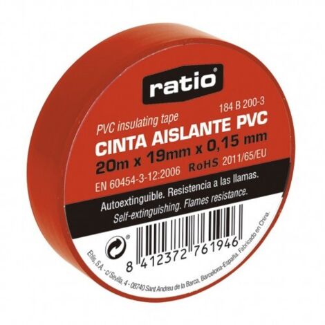 CINTA AISLANTE 19X20M ROJA 0,15MM - EHLIS