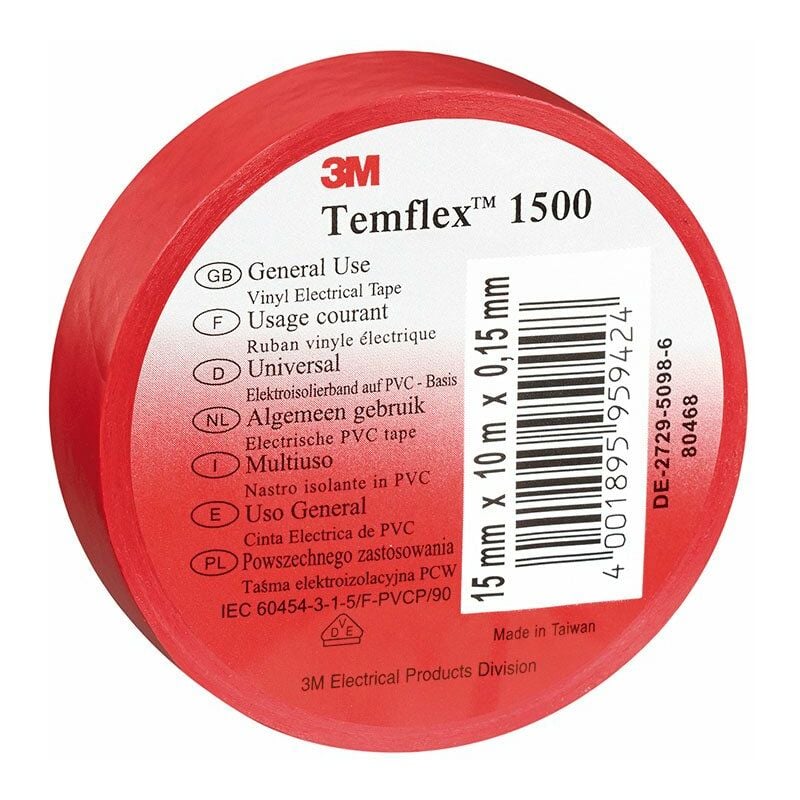 

Cinta Aislante Temflex. 19Mmx20M. Roja