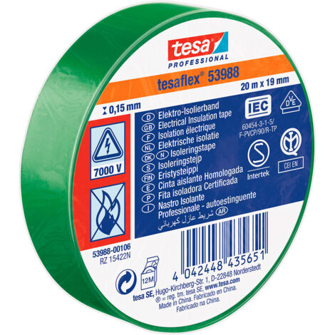 Cinta Aislante 20mx19mm Verde Tesa