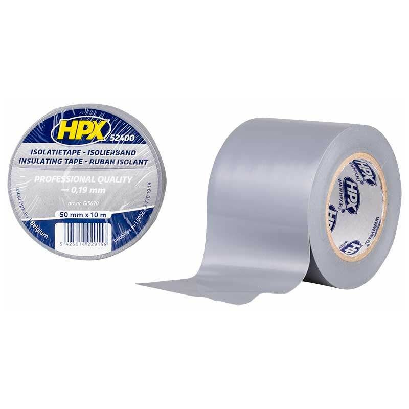 HPX - Cinta aislante de pvc tape 52400, gris, 50mm x 10m