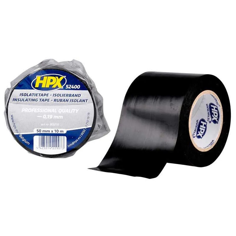 

HPX - Cinta aislante de PVC TAPE 52400, negra, 50mm x 10m