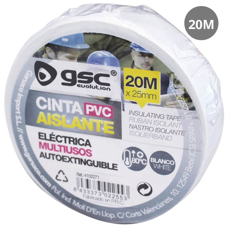 

Cinta aislante elect.PVC 20M Blanca 25mm-Retrac.10