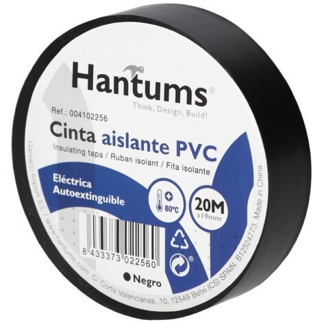 Cinta aislante eléctrica PVC 20M Negro - 10u retráctil