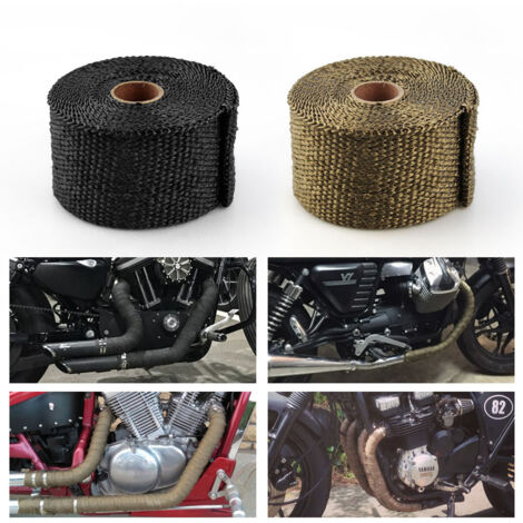 Cinta aislante para tubos de escape de 10 m + 10 abrazaderas + guantes. Esta cinta y estas abrazaderas son aptas para colectores de escape de coches y motocicletas. Cinta aislante térmica negra para c