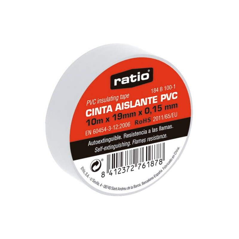 

Ratio - Cinta aislante PVC Blanca - 10 m.