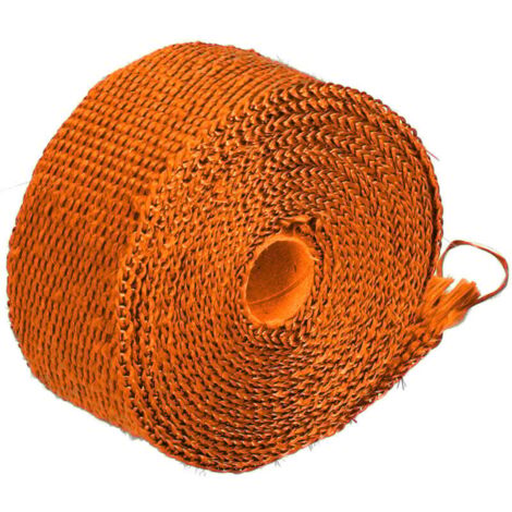 Cinta aislante térmica para motocicletas de 5 m, cinta térmica para escape con 6 abrazaderas de acero inoxidable, color naranja