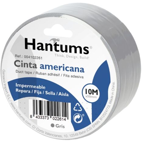 Cinta americana impermeable Gris 50mm 10M