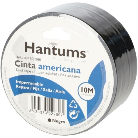Cinta americana impermeable Negra 50mm 10M
