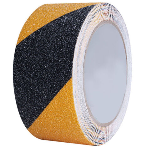 Cinta antideslizante, 5 cm x 5 m, antideslizante, mejor agarre, fricción, adhesivo abrasivo para escaleras, seguridad, escalones, interiores - Negro y amarillo