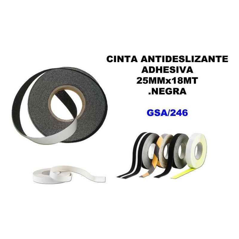 

cinta antideslizante adhesiva 25mmx18mt,negra 220-20 - Mibricotienda