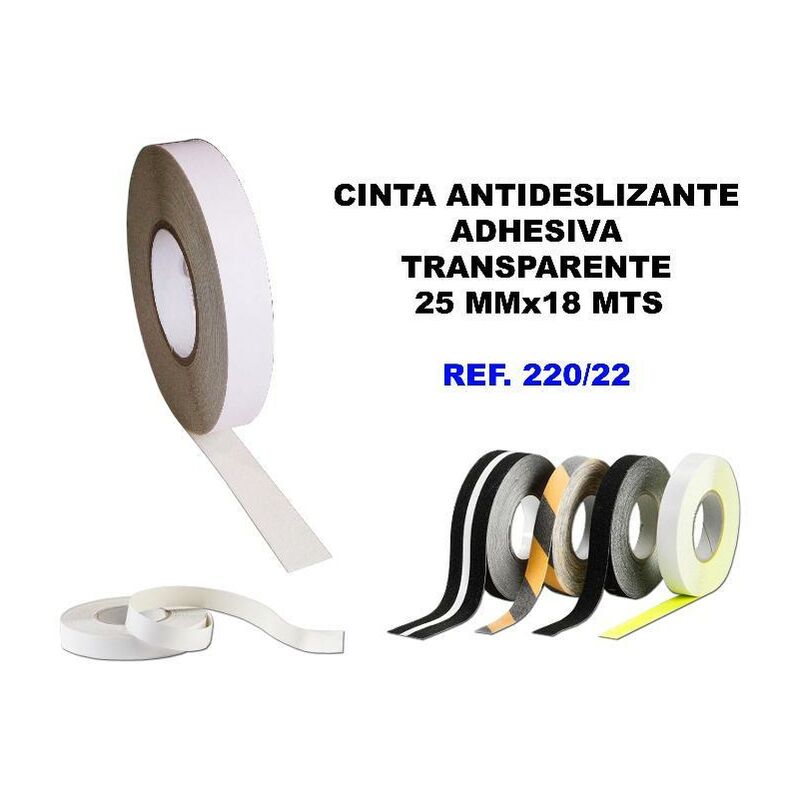 

cinta antideslizante adhesiva 25mmx18mt.transparente 220-22 - Mibricotienda