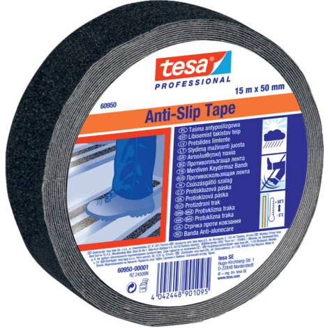 Cinta antideslizante autoadhesiva para escaleras tesa 15m x 50mm negra
