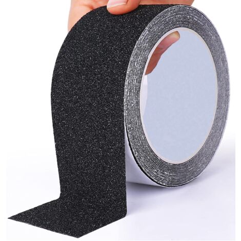 Cinta Antideslizante de 10 cm x 5 m, Cinta Antideslizante Resistente para escaleras Exteriores/Interiores, Negra